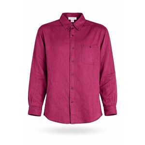Y2K Bright 100% Silk Button Down Shirt Plum Burgundy Long Sleeve SM Relaxed Fit